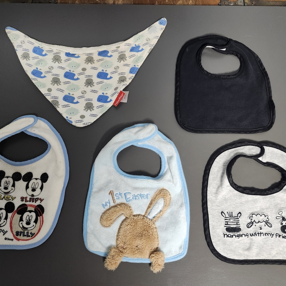 Disney Baby Bib Set - Blue, Black, White